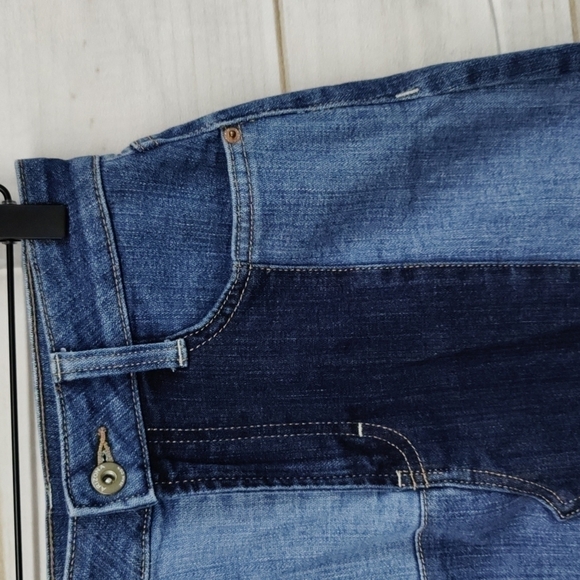 ARIZONA Jean Co Patch Work Denim Mini Skirt Size 3 - Picture 3 of 9